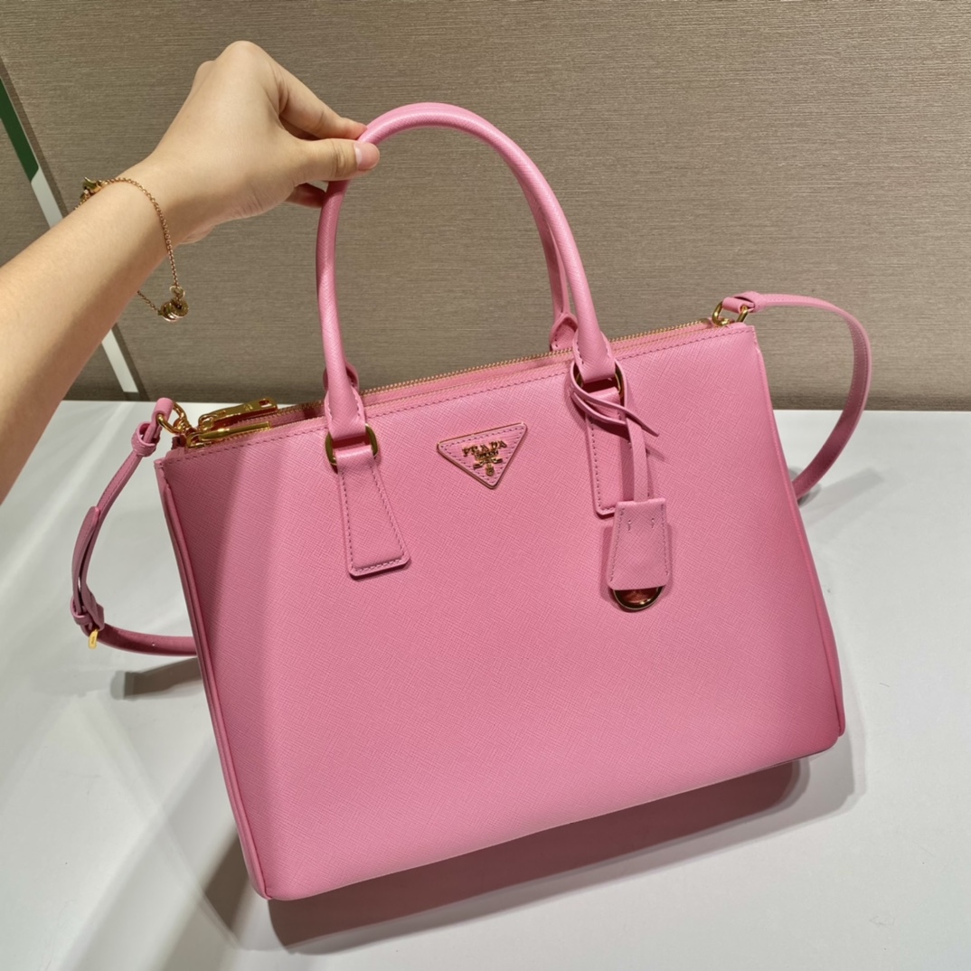 Prada Large Galleria Saffiano Leather Bag Tote Shoulder Bag Pink 1BA274